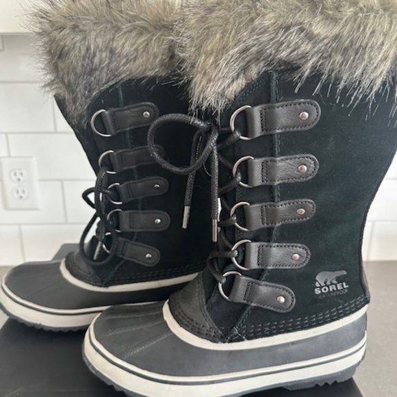 New- Sorel Joan of Arctic Faux Fur Waterproof Black Snow Boot (Women) Sz 7 - Picture 1 of 6